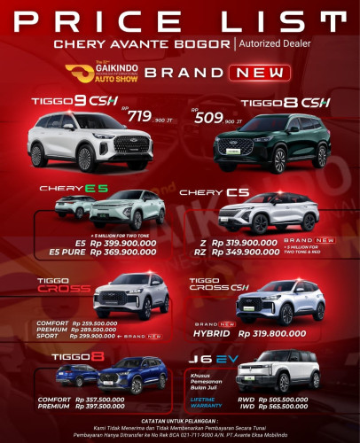 Pricelist Harga Chery gelora 2025